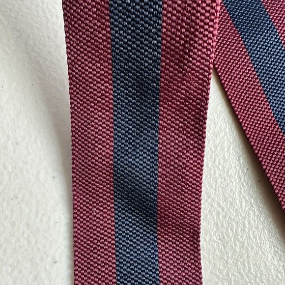 Brooks Brothers Maroon Navy Stripe Adjustable Suspenders Silk Leather England - Picture 4 of 9